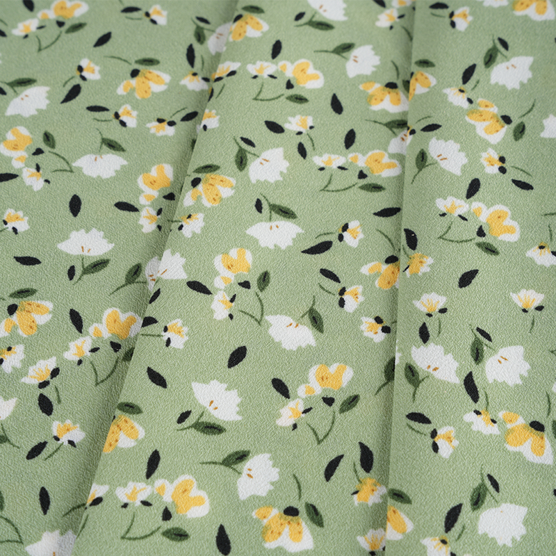 2026*75 ফলস টুইস্ট সিল্ক ফ্লাওয়ার ইয়াও ক্রেপ ছোট ফ্লোরাল প্রিন্ট ফ্যাব্রিক