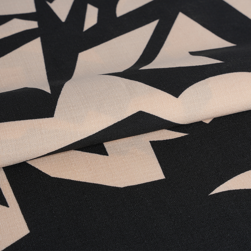 5068 লিংলং হেম্প পিঙ্ক এবং ব্ল্যাক প্রিন্ট ফ্যাব্রিক