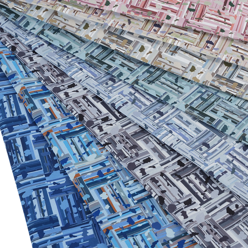 100D*40S কুল সিল্ক কটন বিমূর্ত ইতিবাচক এবং নেতিবাচক ব্লক ডিজিটাল প্রিন্টিং ফ্যাব্রিক